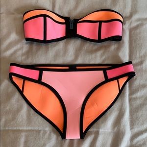 Triangl bandeau pink and orange neon bikini